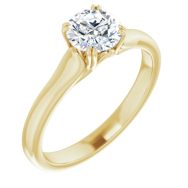 10K Yellow Gold Customizable Round Cut Solitaire with Under-trellis Design