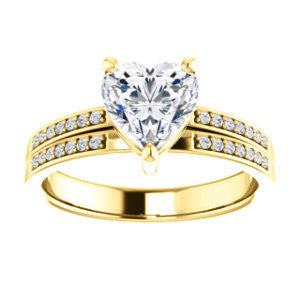 CZ Wedding Set, featuring The Lyla Ann engagement ring (Customizable Heart Cut Design with Wide Double-Pavé Band)