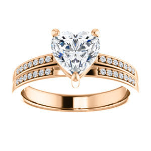 CZ Wedding Set, featuring The Lyla Ann engagement ring (Customizable Heart Cut Design with Wide Double-Pavé Band)