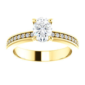 Cubic Zirconia Engagement Ring- The Tesha (Customizable Oval Cut Design with Pavé Band & Euro Shank)