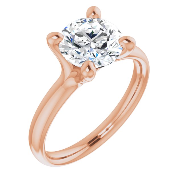 14K Rose Gold Customizable Round Cut Fabulous Solitaire