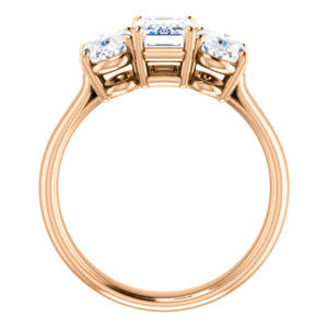 Cubic Zirconia Engagement Ring- The Rita (Customizable Radiant Cut Three-stone Style with Dual Oval Cut Accents)