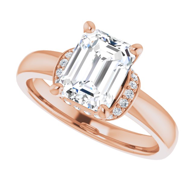 Cubic Zirconia Engagement Ring- The Jennifer Elena (Customizable Radiant Cut Style featuring Saddle-shaped Under Halo)