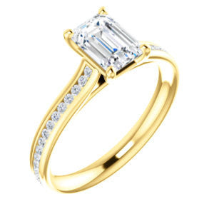 Cubic Zirconia Engagement Ring- The Rosario (Customizable Radiant Cut Cathedral Setting with 3/4 Pavé Band)