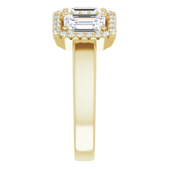 Cubic Zirconia Engagement Ring- The Delores (Customizable Radiant Cut Triple Halo 3-stone Design)