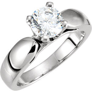 Cubic Zirconia Engagement Ring- The Belinda (Round or Asscher Solitaire with Wide Bowed Band)