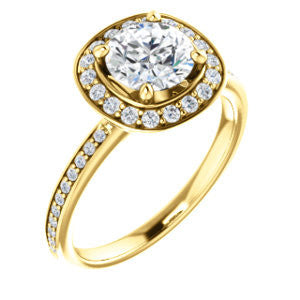 Cubic Zirconia Engagement Ring- The Nynaeve (Customizable Round Cut Style with Thin Pavé Band and Halo Accents)