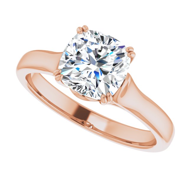 Cubic Zirconia Engagement Ring- The Alissa (Customizable Cushion Cut Solitaire with Under-trellis Design)