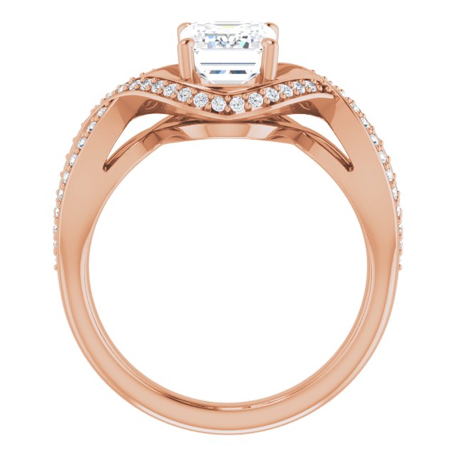 Cubic Zirconia Engagement Ring- The Gwenyth (Customizable Radiant Cut Design with Twisting, Infinity-Shared Prong Split Band and Bypass Semi-Halo)