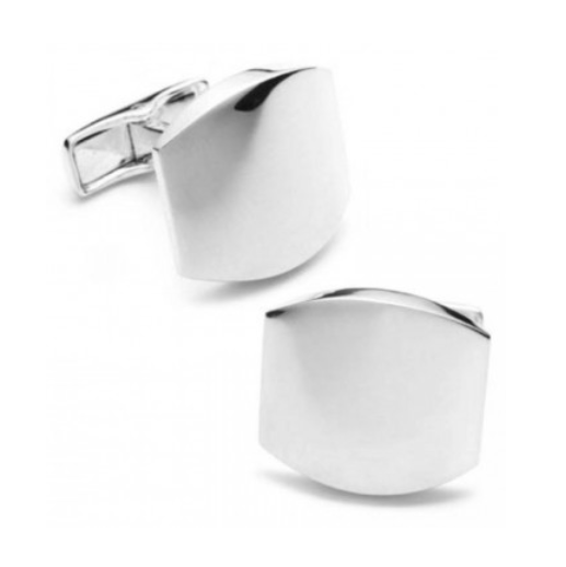 Men’s Cufflinks- Classic Sterling Silver Engravable Curved Squares
