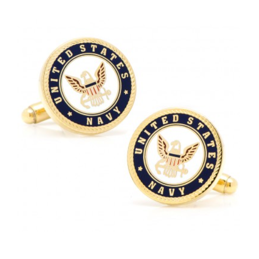 Men’s Cufflinks- Armed Forces Gold Plated with Enamel (Navy)