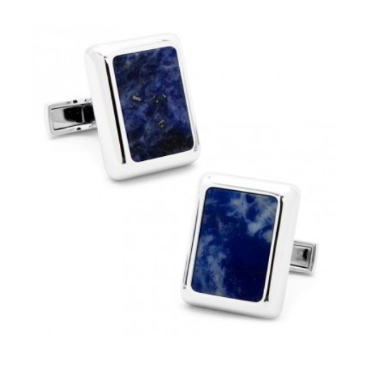 Men’s Cufflinks- Silver Plated and Blue Lapis (JFK Presidential)