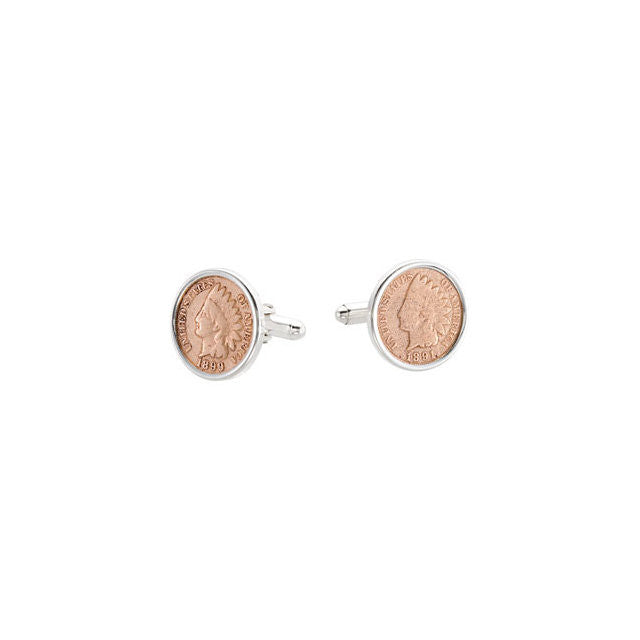 Men’s Cufflinks- Sterling Silver Indian Head Penny Coins