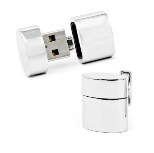 Men’s Cufflinks- Polished Silver Ovals featuring Wifi Internet Hotspot and 2GB USB Flash Drive (Designer, Ravi Ratan)