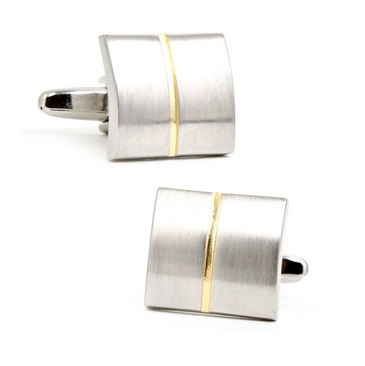 Men’s Cufflinks- Divided Two-Tone (Gold Plated and Rhodium Plated) Rectangles