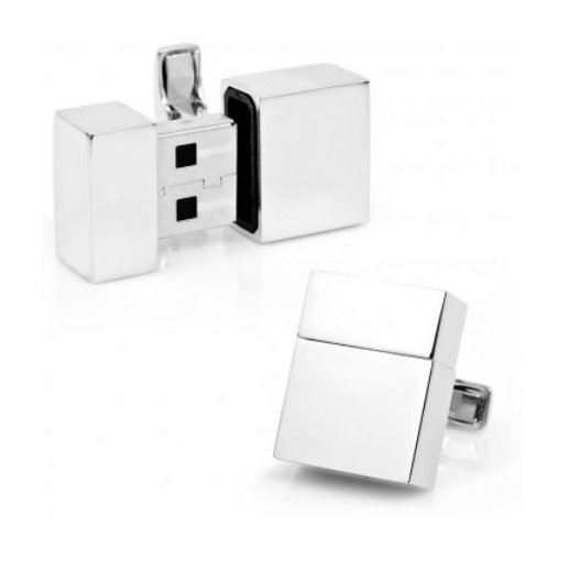 Men’s Cufflinks- Silver Plated 4GB USB Flash Drive