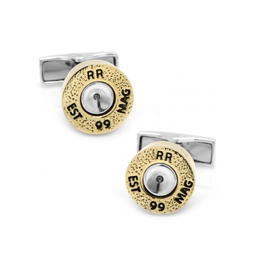 Men’s Cufflinks- Sterling Silver with Yellow Gold Two-Tone Bullets