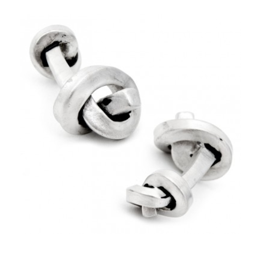 Men’s Cufflinks- Double-sided Antique Style Silver Plated Rail Knots
