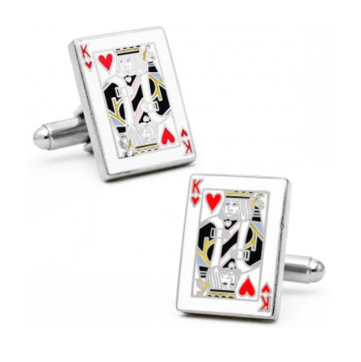 Men’s Cufflinks- King of Hearts Enameled Cardshark Design