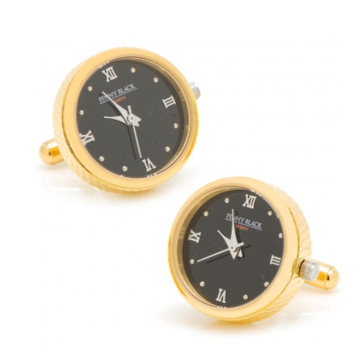 Men’s Cufflinks- Stainless Steel Functional Watch (Yellow Gold Plating)