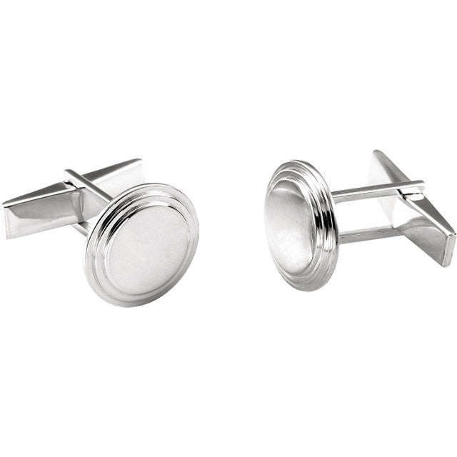 Men’s Cufflinks- Sterling Silver Posh Mommy® Engravable Round (Licensed)