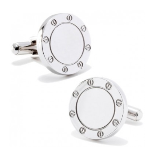 Men’s Cufflinks- Stainless Steel Engravable Bolted Design