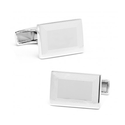 Men’s Cufflinks- Sterling Silver Engravable Etched Rectangles