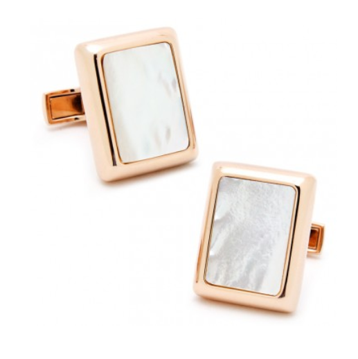 Men’s Cufflinks- Rose Gold Plated with Mother of Pearl (JFK Presidential)