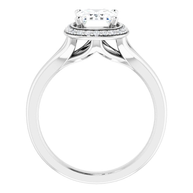 Cubic Zirconia Engagement Ring- The Ivory (Customizable Cathedral-set Radiant Cut Design with Split-band & Halo Accents)