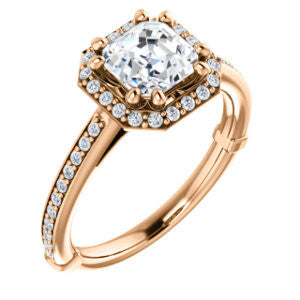 Cubic Zirconia Engagement Ring- The Jessika (Customizable Cathedral-set Asscher Cut Design with Halo and Thin Pavé Band)