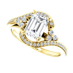 Cubic Zirconia Engagement Ring- The Candie (Customizable Radiant Cut with Artisan Bypass Pavé and 7-stone Cluster)