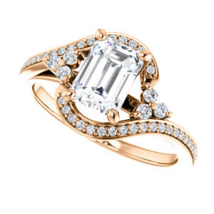 Cubic Zirconia Engagement Ring- The Candie (Customizable Radiant Cut with Artisan Bypass Pavé and 7-stone Cluster)