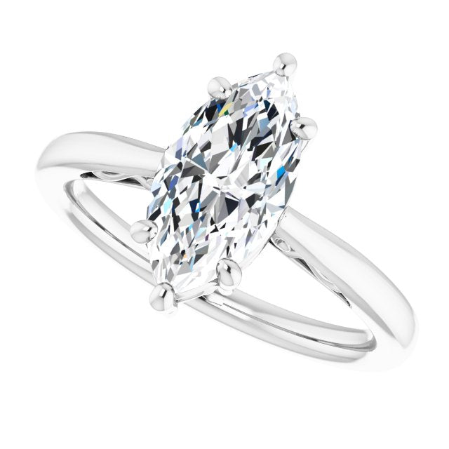 Cubic Zirconia Engagement Ring- The Abbey Ro (Customizable Marquise Cut Solitaire with 'Incomplete' Decorations)