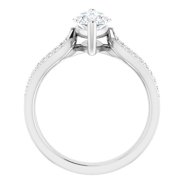 Marquise Cut Cubic Zirconia Engagement Ring with Split-band Shared ...