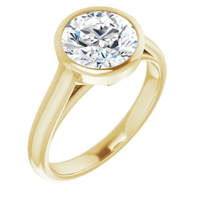 14K Yellow Gold Customizable Cathedral-Bezel Round Cut 7-stone "Semi-Solitaire" Design