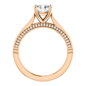 Cubic Zirconia Engagement Ring- The Tonja (Customizable Cushion Cut Semi-Solitaire with Dual Three-sided Pavé Band)