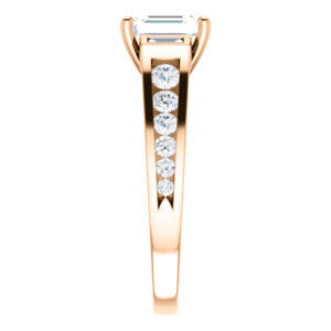 Cubic Zirconia Engagement Ring- The Portia (Customizable Emerald Cut 15-stone Design)