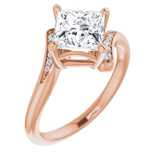 10K Rose Gold Customizable 11-stone Princess/Square Cut Design with Bypass Channel Accents