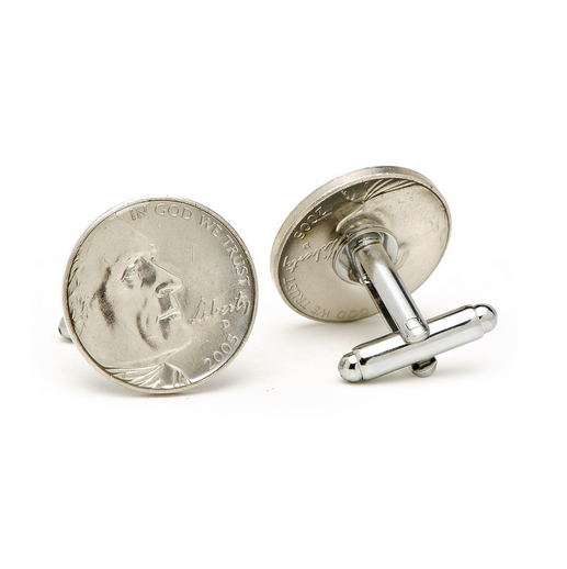 Men’s Cufflinks- Silver Plated Authentic U.S. Buffalo Nickel Coin Jewelry