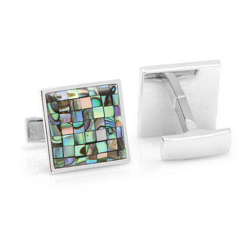 Men’s Cufflinks- Sterling Silver Mosaic Style with Abalone