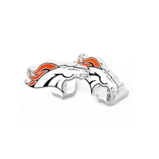 Men’s Cufflinks- Silver Edition Denver Broncos with Enamel Accents (Officially Licensed)