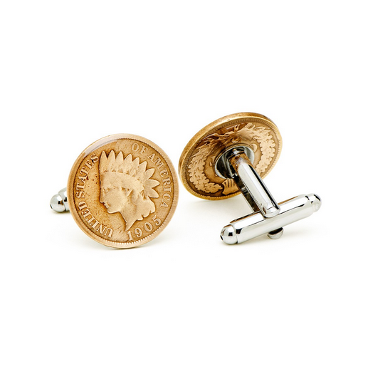 Men’s Cufflinks- Silver Plated Indian Head Penny Coin Jewelry
