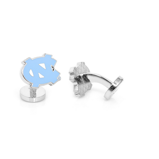 Men’s Cufflinks- Silver Edition University of North Carolina Tarheels with Enamel Accents (Officially Licensed)