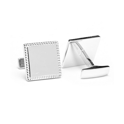 Men’s Cufflinks- Sterling Silver Squares with Etched Border
