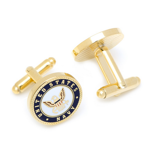 Men’s Cufflinks- Armed Forces Gold Plated with Enamel (Navy)