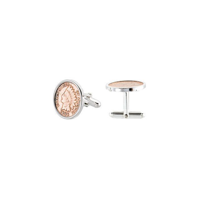 Men’s Cufflinks- Sterling Silver Indian Head Penny Coins