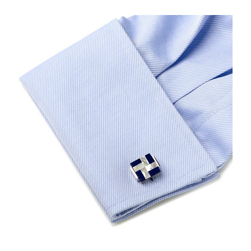 Men’s Cufflinks- Mother of Pearl and Lapis Windmill Square