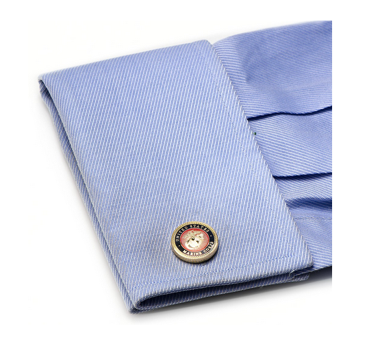 Men’s Cufflinks- Armed Forces Gold Plated with Enamel (Marine Corps)