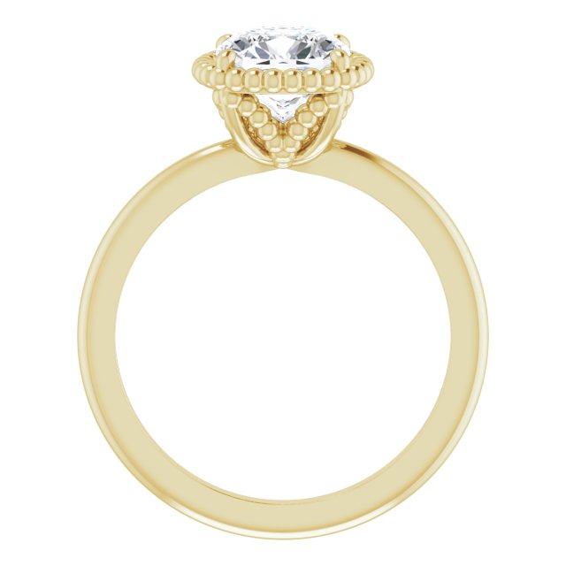 Cubic Zirconia Engagement Ring- The Jubilee (Customizable Cushion Cut Solitaire with Beaded Metallic Milgrain)