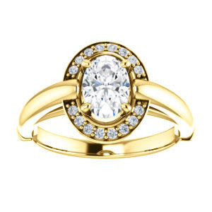 Cubic Zirconia Engagement Ring- The Kady (Customizable Cathedral-set Oval Cut with Semi-Halo)